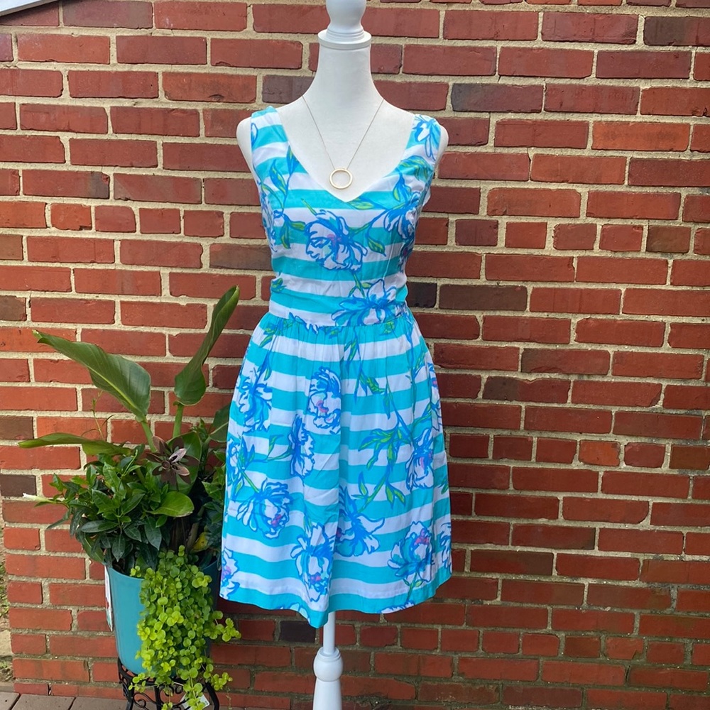 Lilly Pulitzer blue striped floral dress